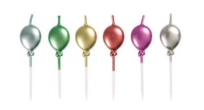 Metallic Balloon Pick Birthday Candles - Assorted 6ct