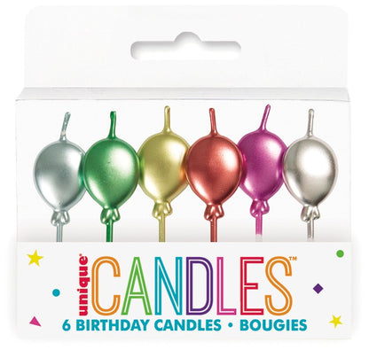 Metallic Balloon Pick Birthday Candles - Assorted 6ct