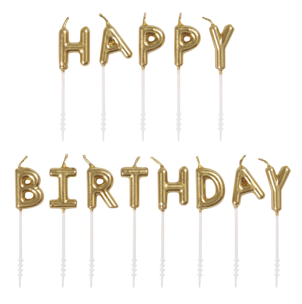 Gold Happy Birthday Letter Pick Birthday Candles