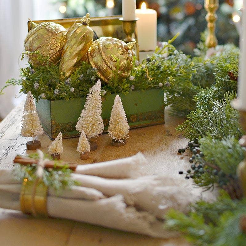 Frosted Cream Bottle Brush Sisal Trees (Bag of 8)