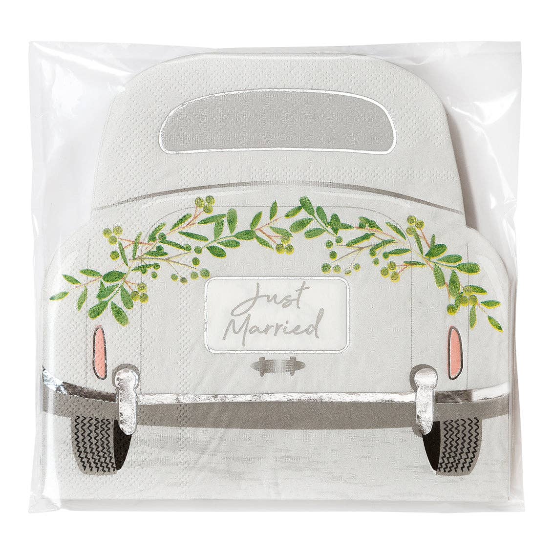 Just Married Car Shaped Napkins - 16 Pack | Wedding Decor |
