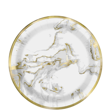 Gold Foil Marble Round 7in Dessert Plates 10ct