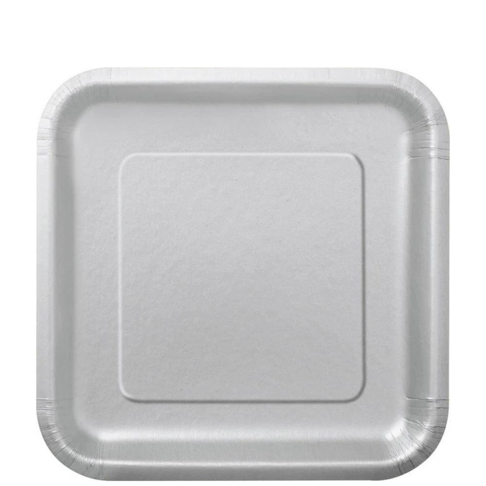 Silver Square 7in Dessert Plates 16ct