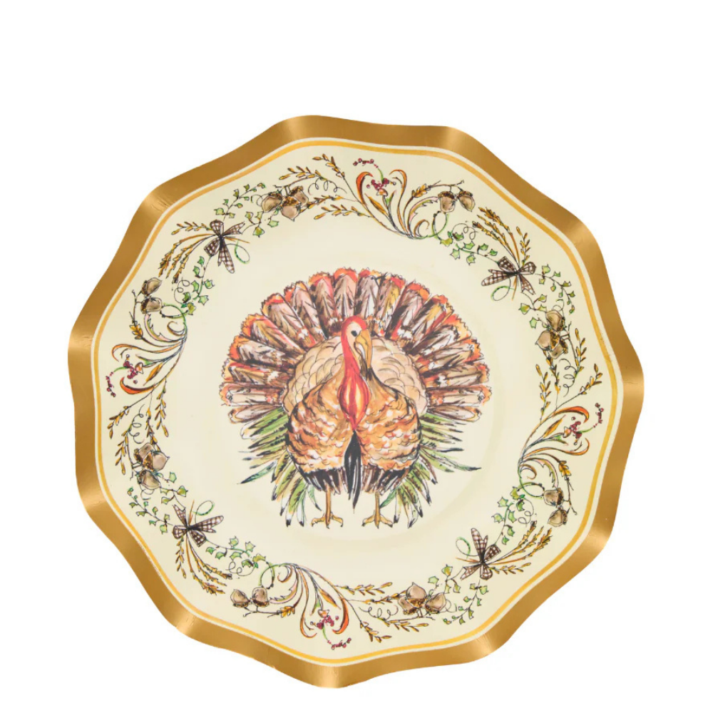 Turkey & Gourds 6.5in Appetizer/Dessert Bowls 8ct