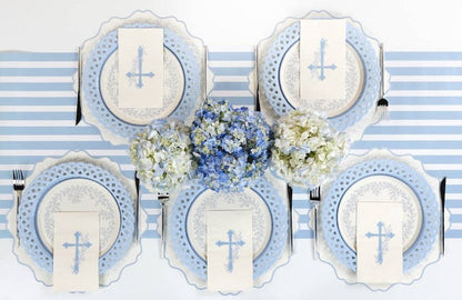 Light Blue Cross Floral Elegance Guest Towels 16ct