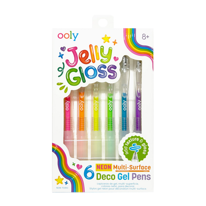 Jelly Gloss Neon Multi-Surface Deco Gel Pens - Set of 6