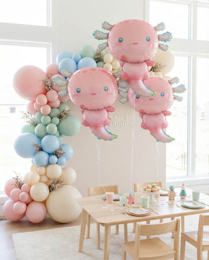 #403A Pink Axolotl Foil Balloon