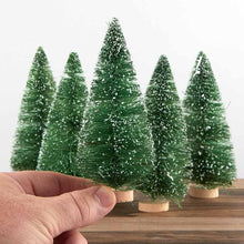 5" Frosted Green Bottle Brush Trees (Pack of 6)