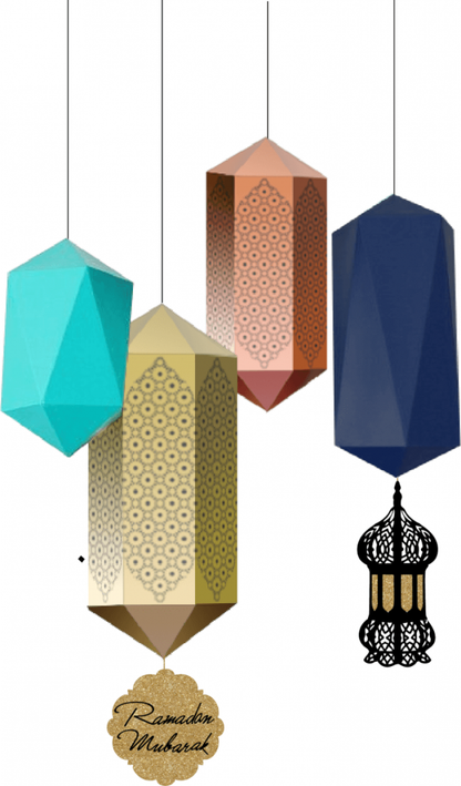 4 Hanging Geometric Lanterns Hanging Decoration