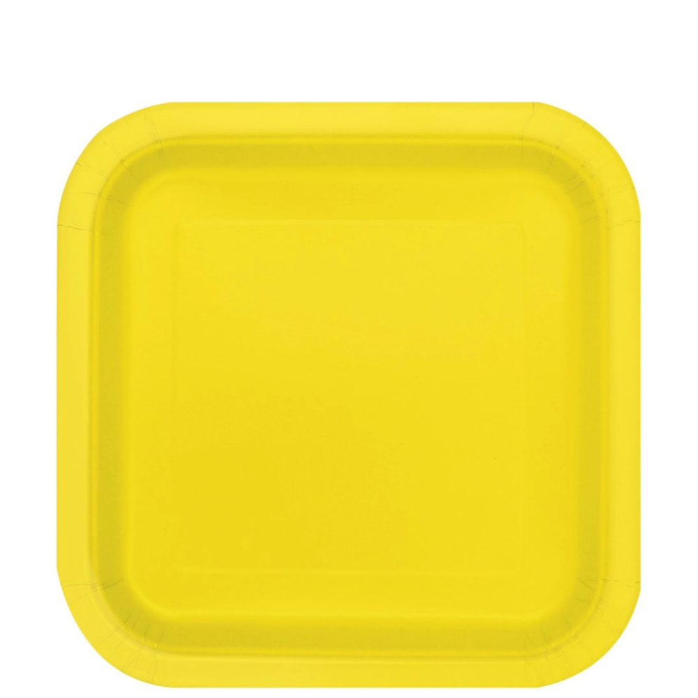 Yellow Square 7in Dessert Plates 16ct