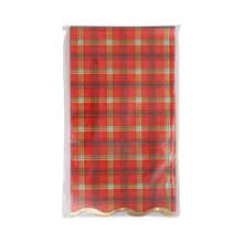 Red Plaid Gold Foiled Scalloped Dinner Napkin