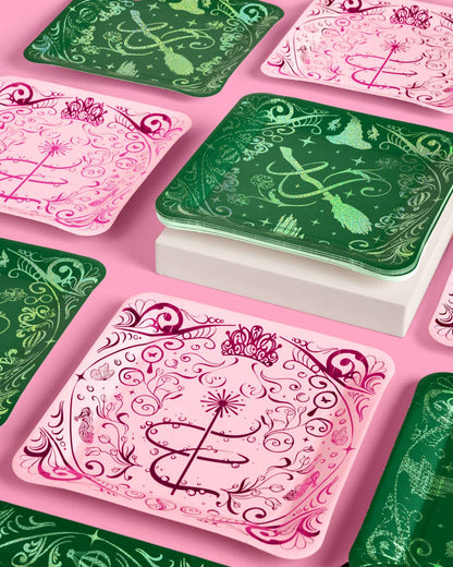 Pink and Green Witch Plates 12ct