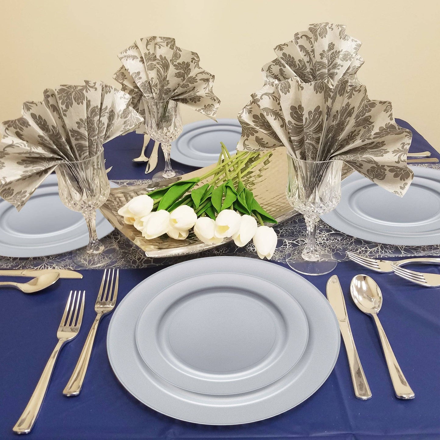 7.5" Matte Steel Gray Plastic Appetizer Plates - 10 pcs