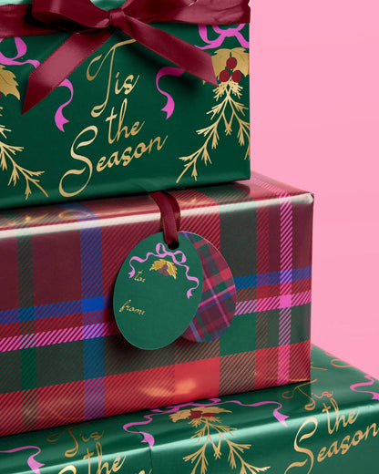 Tis the Season Wrapping Paper  12 sheets + 16 tags Christmas