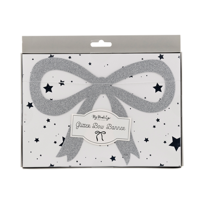 Silver Glitter Bow Banner