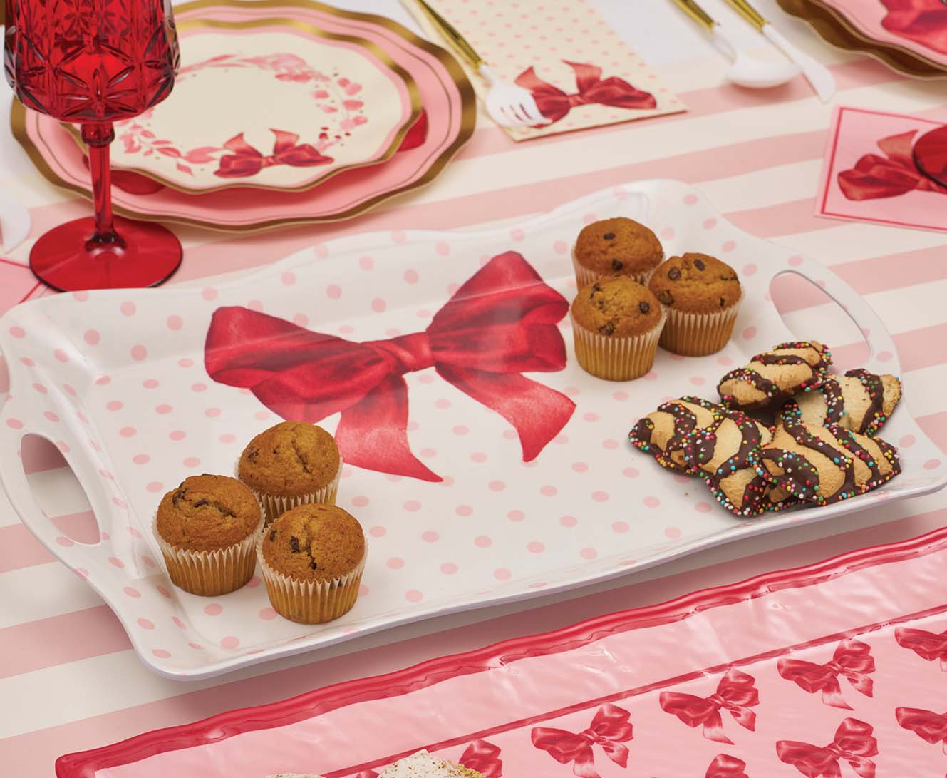 Pink Bows Melamine Serving Tray