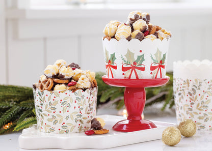 Foiled JUMBO Holly Bows 8 oz Baking Cups 40ct