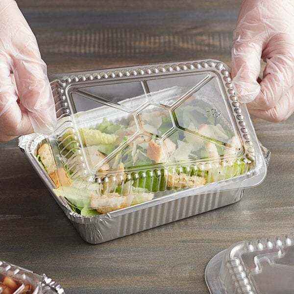 Clear 1 lb Rectangular Plastic Dome Lid