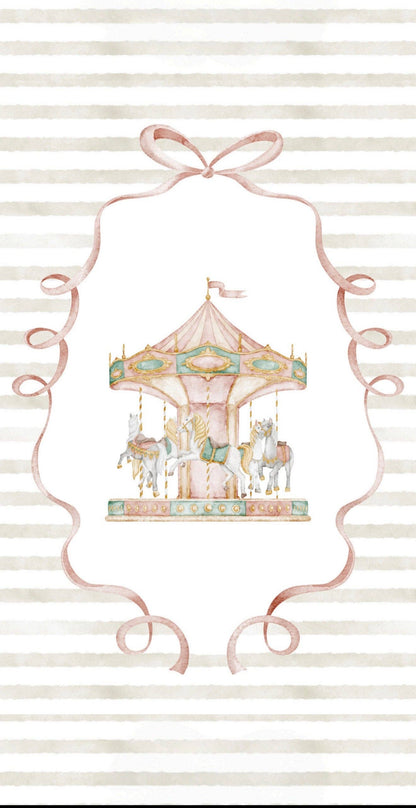 Watercolor Carousel - Printed Guest Towel