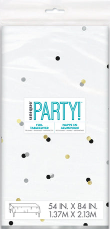 Modern Gold Confetti Rectangular Foil Table Cover 54in x 84in