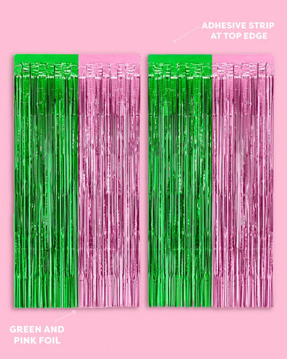 Wicked Witch Foil Curtain Pink + Green 2ct