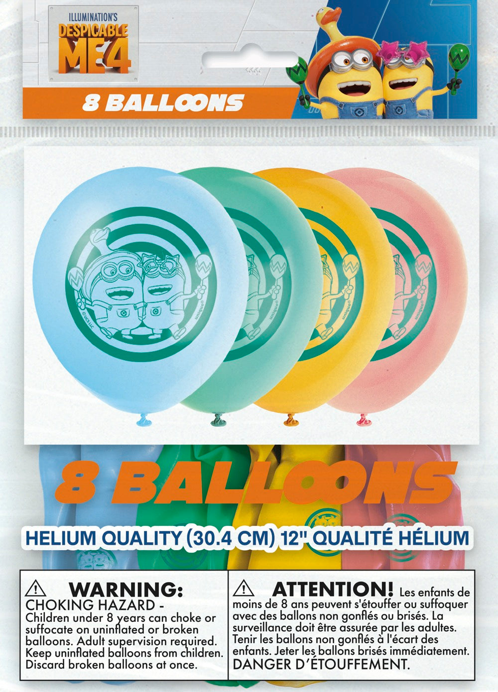 Despicable Me 4 Assorted 12in Latex Balloons 8ct