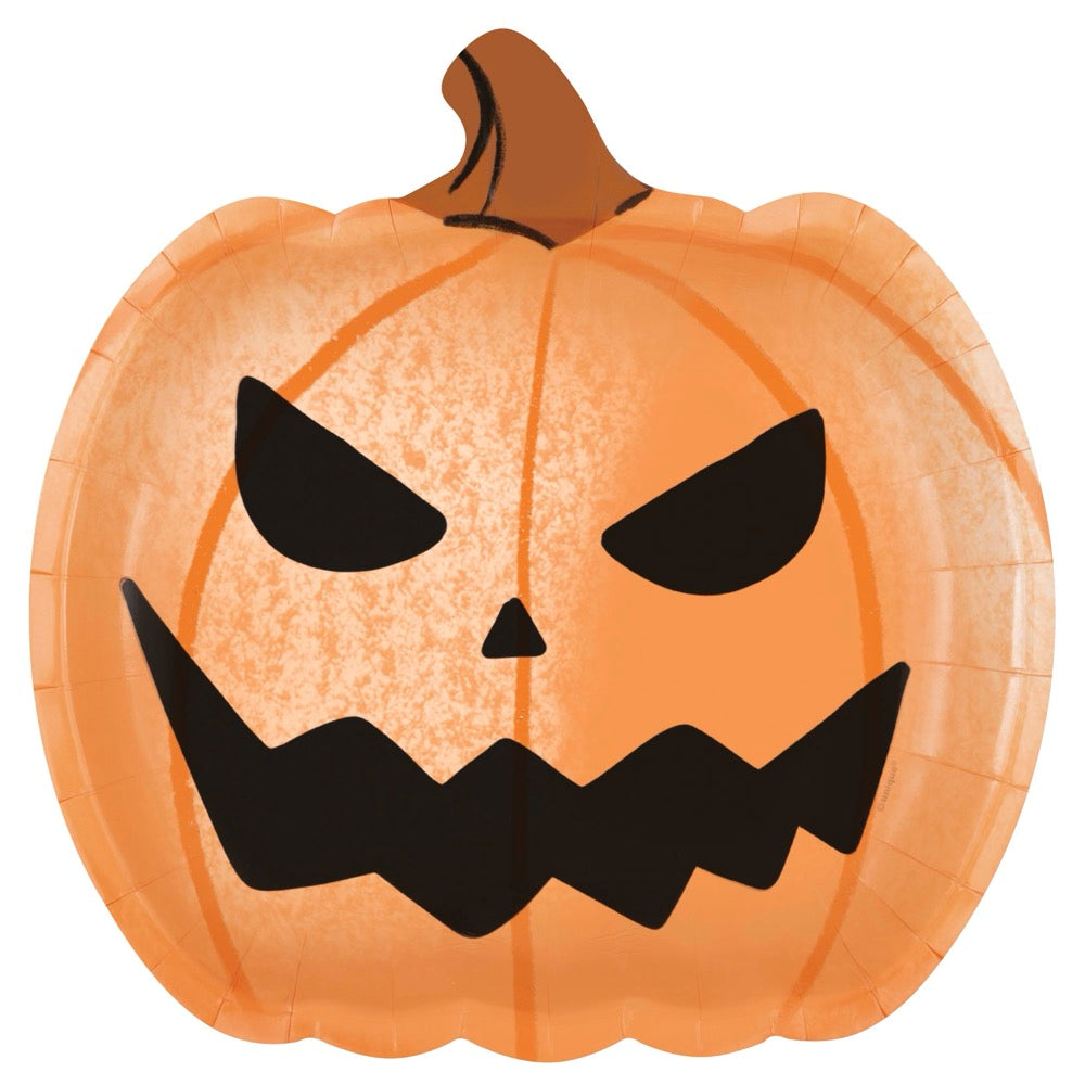 Bats & Boos Halloween Jack-o-Lantern Shaped Dinner Plates 8ct