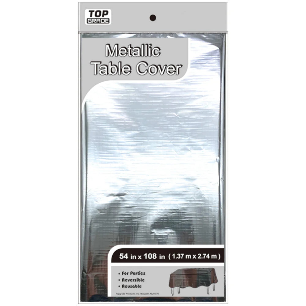 Silver Metallic Table Cover 54x108