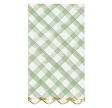 Green Gingham Scalloped Guest Napkins 16ct - Foil Stamping