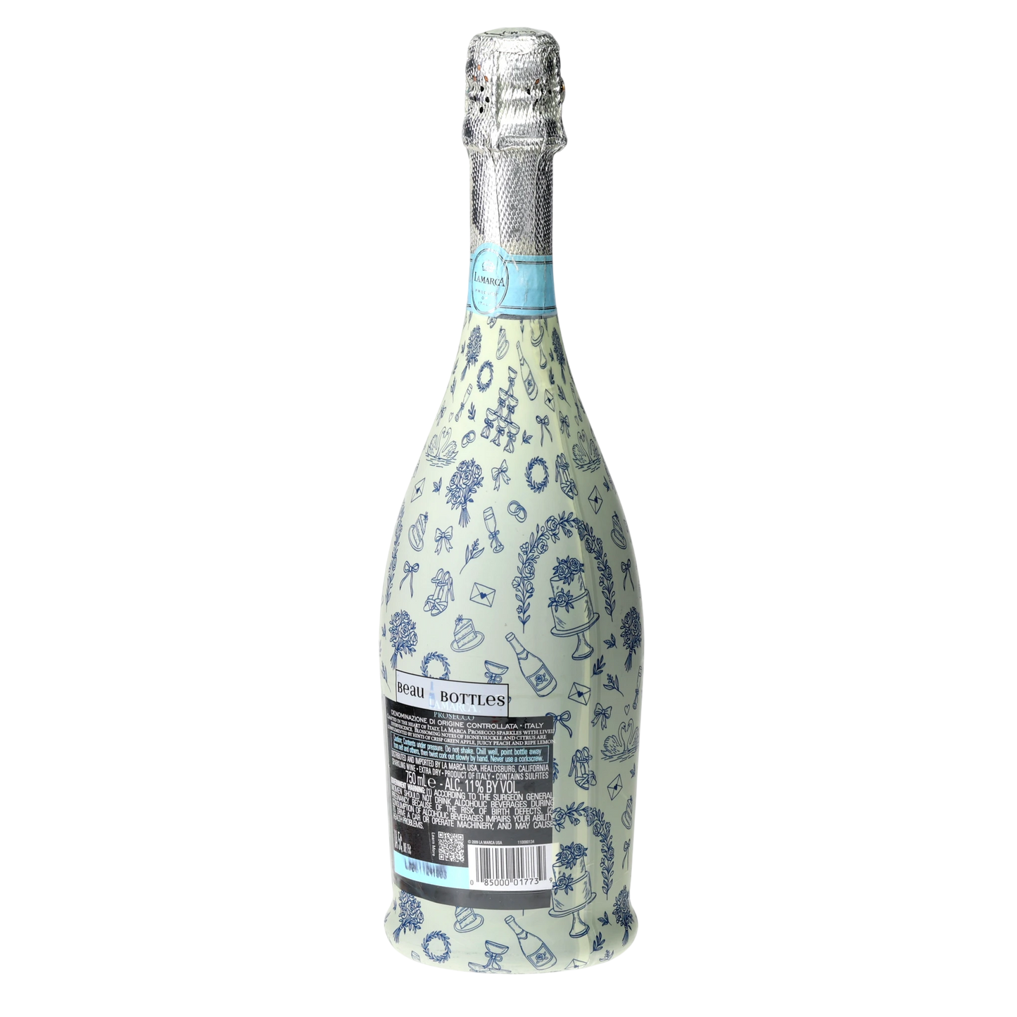 Beau Bottles Blue Wedding Toile- Prosecco Collection
