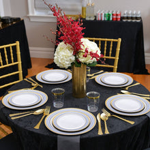 10.25" White Blue Gold Chord Rim Dinner Plates - 10 pcs