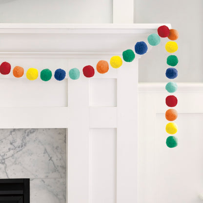 Rainbow Felt Pom Pom Garland 7ft