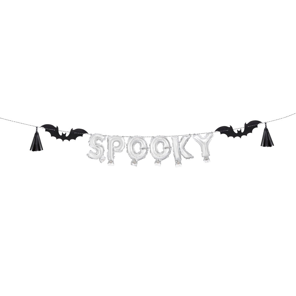 Spooky Mini Foil Letter Balloon Banner Kit with Foil Tassels & Bats