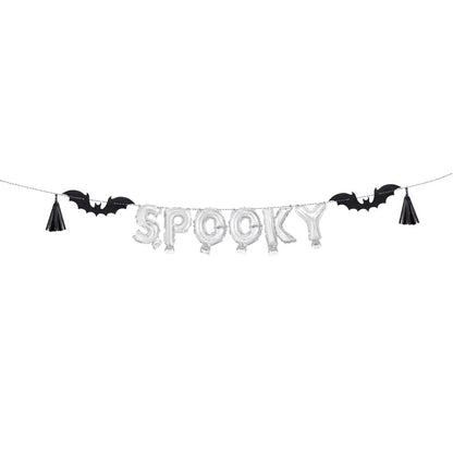 Spooky Mini Foil Letter Balloon Banner Kit with Foil Tassels & Bats