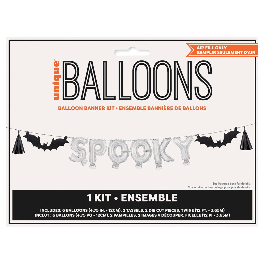 Spooky Mini Foil Letter Balloon Banner Kit with Foil Tassels & Bats