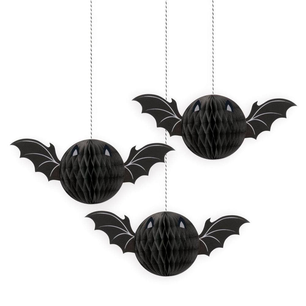 Halloween Bat Honeycomb Hanging Decorations 3ct