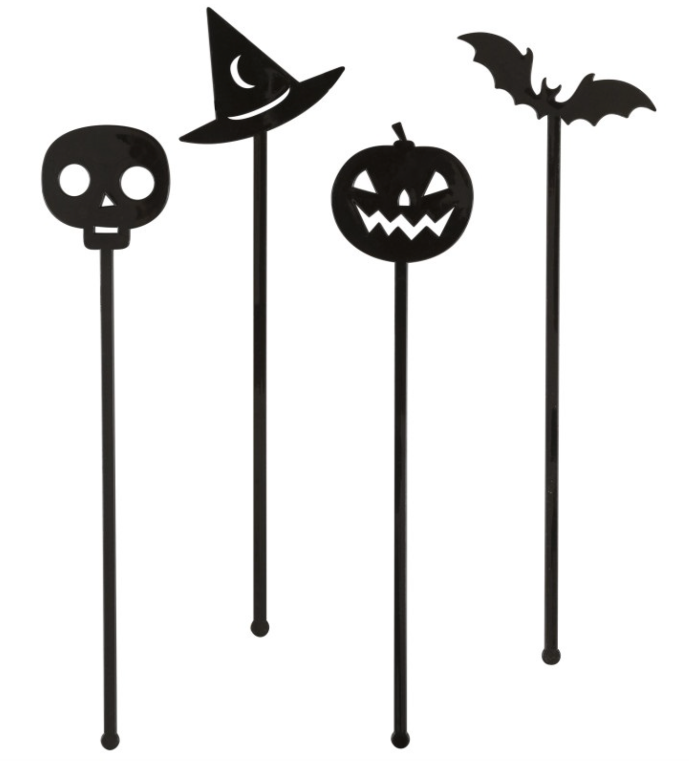 Plastic Black Halloween Drink Stirrers 8ct