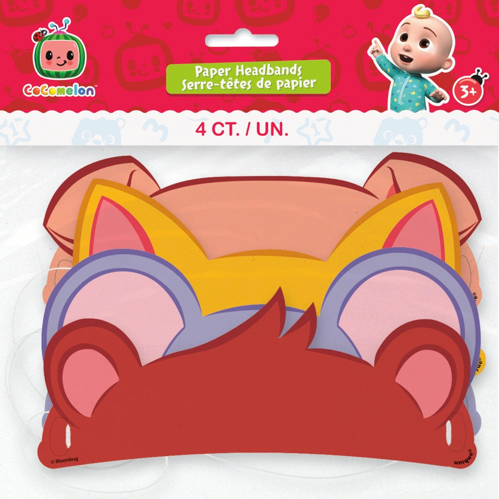 Cocomelon Assorted Paper Elastic Headbands 4ct
