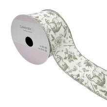 Green Bunny Wired Faux Linen Ribbon 2.5" x 6.6yd