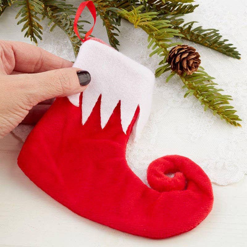6" Small Red Elf Stocking