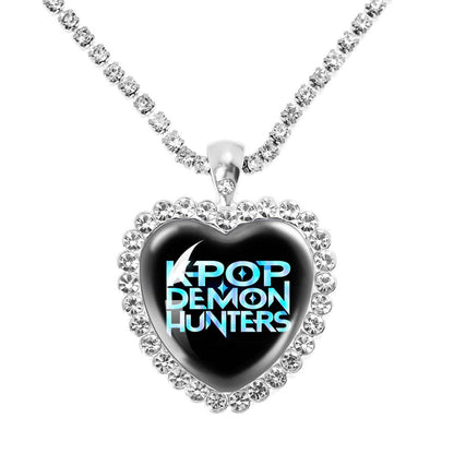 KDH k-pop inspired Gem Heart Rhinestone Necklace