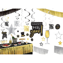 New Years Giant Room Decorating Kit - Black, Silver, Gold 28ct