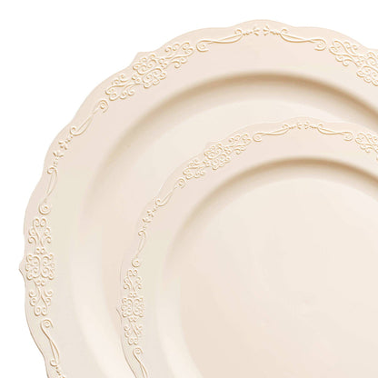 Ivory Vintage Round Plastic Dinnerware Value Set - 20 Sets