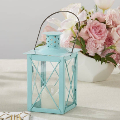 Luminous Blue Lantern Tea Light Holder - Medium