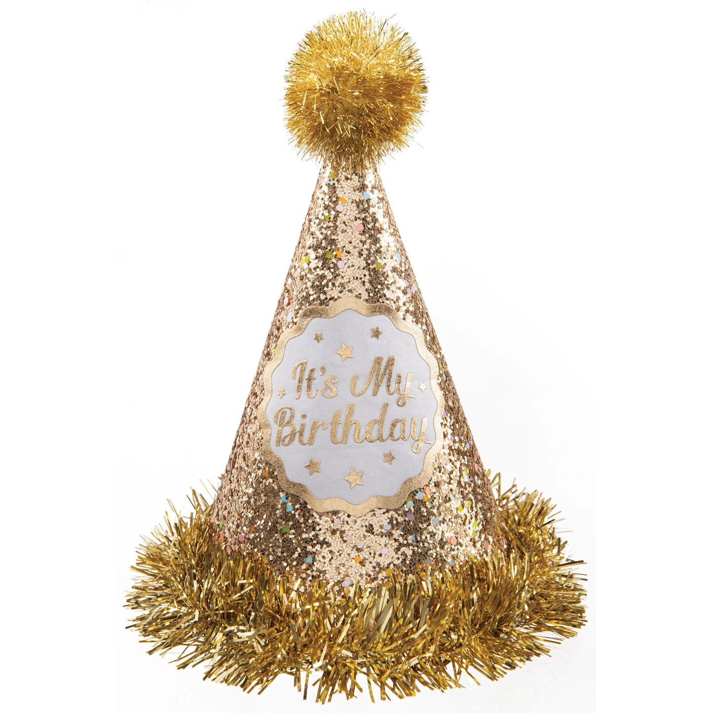 Gold Glitter Birthday Cone Hat