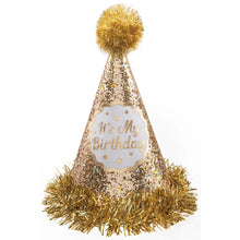 Gold Glitter Birthday Cone Hat