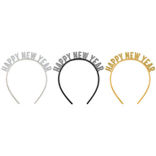 Happy New Year Glitter Plastic Headbands - 1 Assorted Color