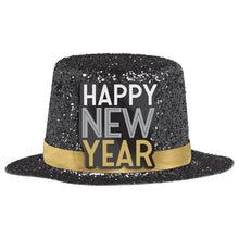 Happy New Year Mini 2in Top Hat Black, Silver, Gold