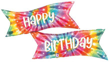 #028 Tie Dye Banner Birthday 49in Balloon