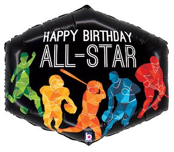 #356 Happy Birthday All Star 30in Balloon